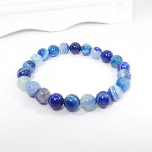 Sávos achát karkötő, kék 1