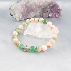 Szivárvány jáde karkötő maláj jádéval és fém gyönggyel 1
