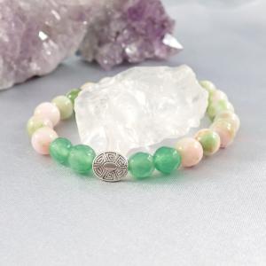 Szivárvány jáde karkötő maláj jádéval és fém gyönggyel 2