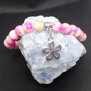 Szivárvány jáde karkötő virággal 1