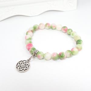 Szivárvány jáde karkötő virággal 2