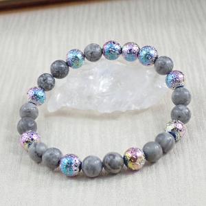 Szivárványos lávakő és képjáspis karkötő