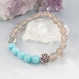 Szürke-tengerzöld achát karkötő