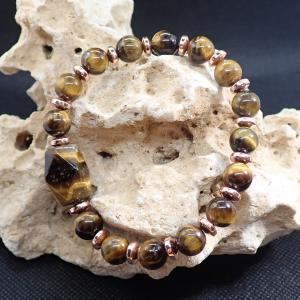 Tigrisszem és rosegold hematit karkötő