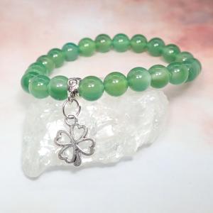 Zöld jáde karkötő lóherével