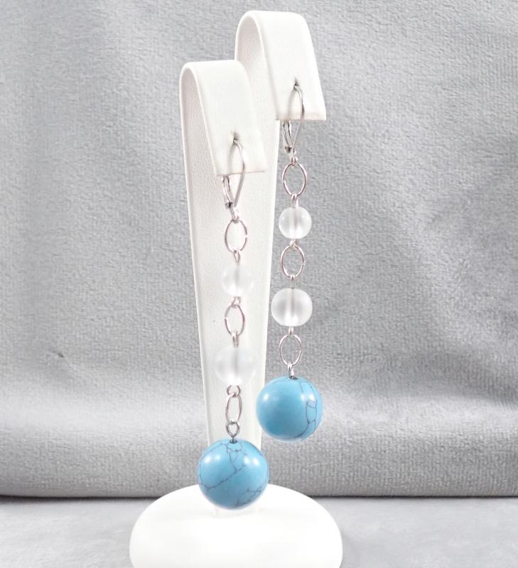 Türkinites, háromgyöngyös  fülbevaló