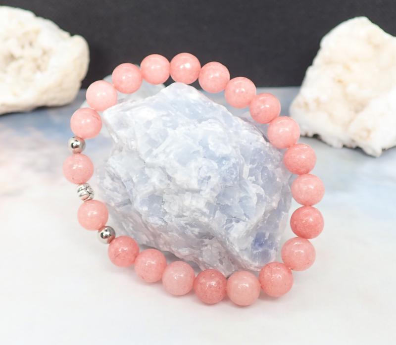 Világos korallos árnyalatú achát karkötő