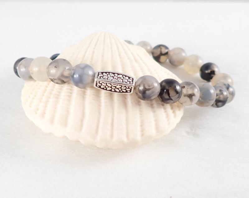 Világos sárkányvér achát karkötő (XL)