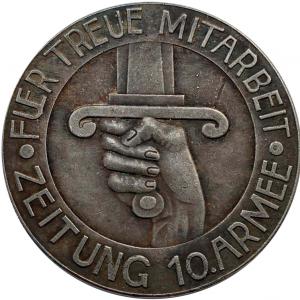 Medal - Fuer treue Mitarbeit Zeitung 10. Armee