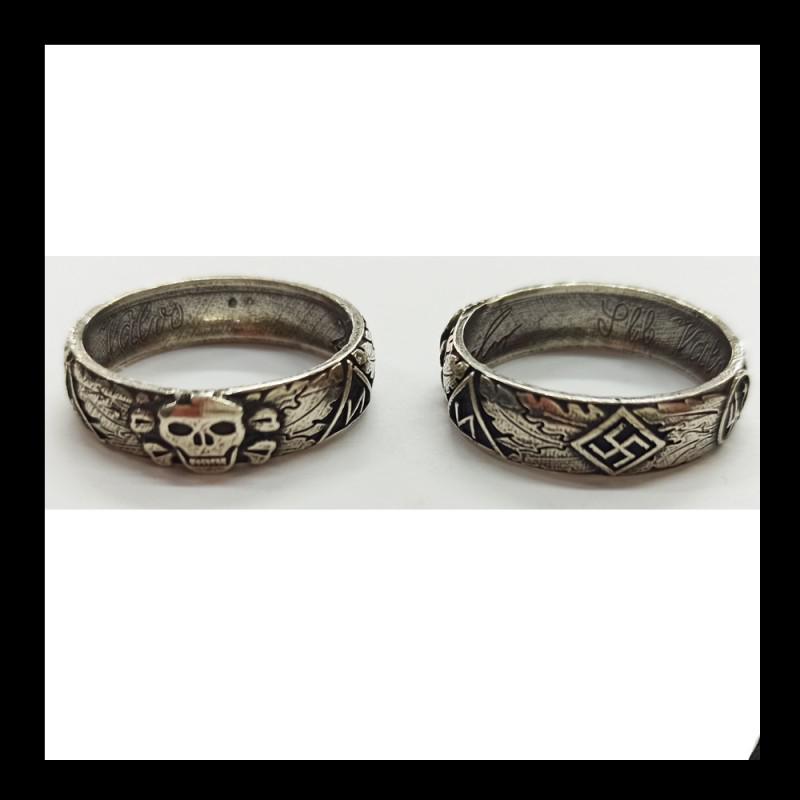 SS TOTENKOPFRING GYŰRŰ 1940-es variáció - 800-as finomságú ezüstből