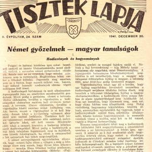 MAGYAR TARTALÉKOS TISZTEK LAPJA 1941. DECEMBER 20. II. ÉVFOLYAM, 24. SZÁM