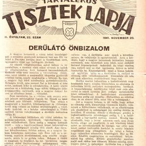 MAGYAR TARTALÉKOS TISZTEK LAPJA 1941. NOVEMBER 20. II. ÉVFOLYAM, 22. SZÁM