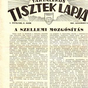 MAGYAR TARTALÉKOS TISZTEK LAPJA 1941. november 5. II. ÉVFOLYAM, 21. SZÁM