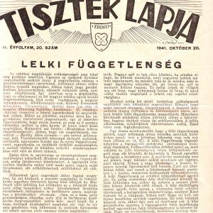 MAGYAR TARTALÉKOS TISZTEK LAPJA 1941. OKTÓBER 20. II. ÉVFOLYAM, 20. SZÁM