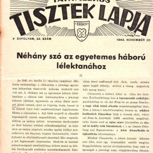 MAGYAR TARTALÉKOS TISZTEK LAPJA 1943. NOVEMBER 20. IV. ÉVFOLYAM, 22. SZÁM