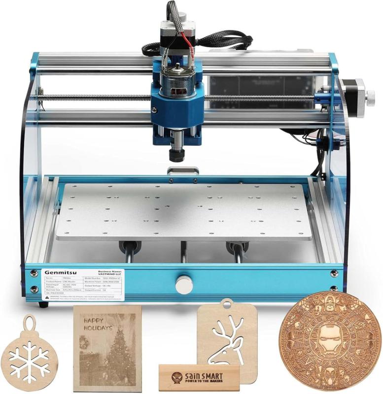 3018-PROVer V2 asztali CNC marógép kezdőknek, végálláskapcsolókkal és vészleállító gombbal, továbbfejlesztett Z tengelyes alumínium munkalappal, 284 × 180 × 40 mm-es munkaterülettel.