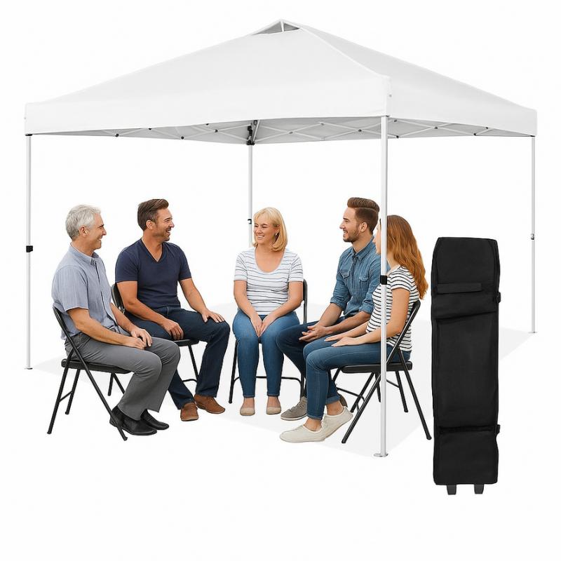 3x3 m Pop-up összecsukható rendezvénysátor hordozótáskával, UV védelem + AJÁNDÉK viharvédelem fehér