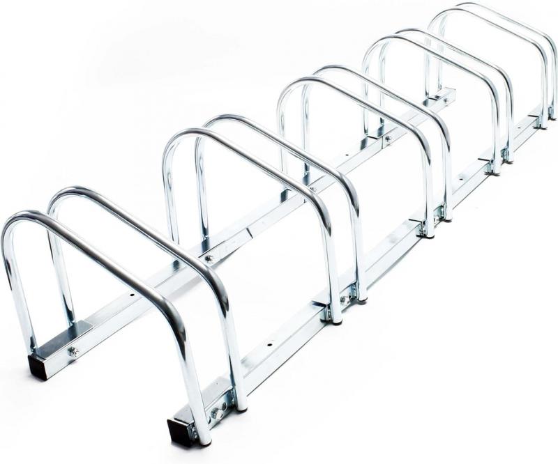 5 férőhelyes acél kerékpártároló padlóra rögzíthető kivitelben – 1305 × 320 × 265 mm, szürke