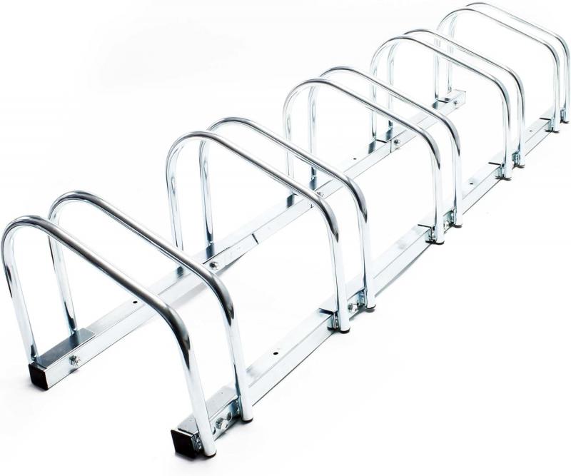 5 férőhelyes acél kerékpártároló padlóra rögzíthető kivitelben – 1305 × 320 × 265 mm, szürke