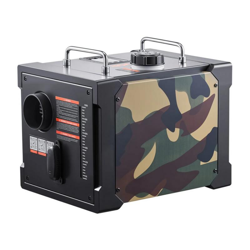 8 kW-os hordozható dízel légfűtő – alacsony fogyasztás, ≥90% hatásfok, Bluetooth vezérlés, 12V/24V/220V működés, járművekhez és helyiségekhez