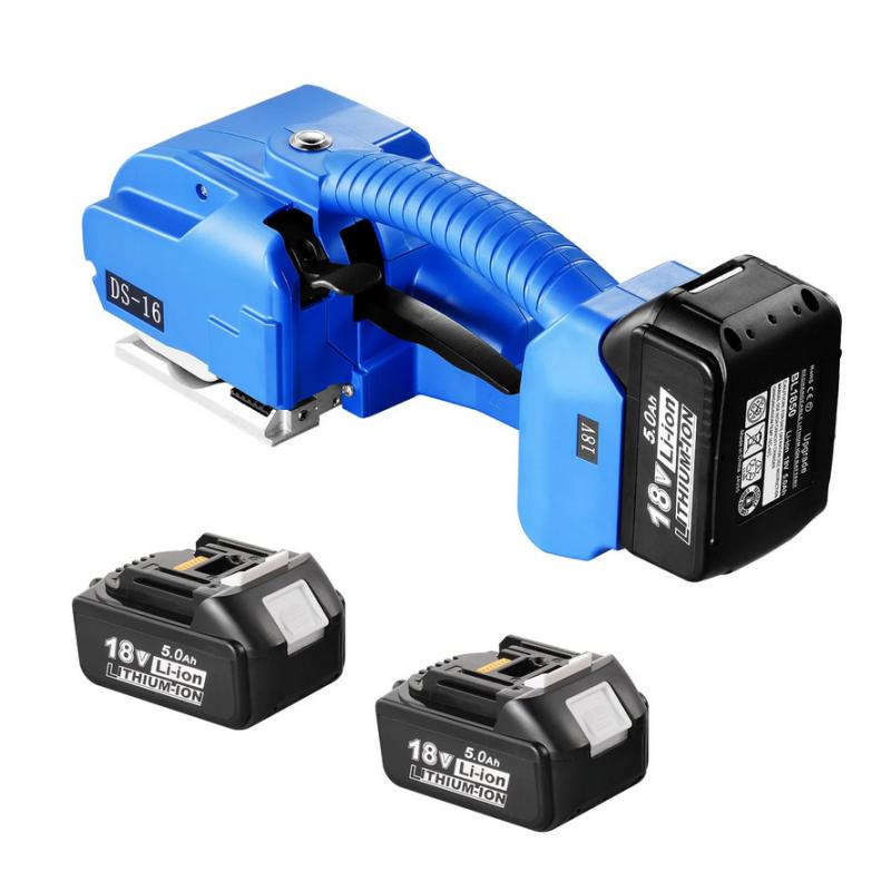 Akkumulátoros elektromos pántológép 9–16 mm-es PP/PET pántszalaghoz – 3200 N, 2 × 5000 mAh