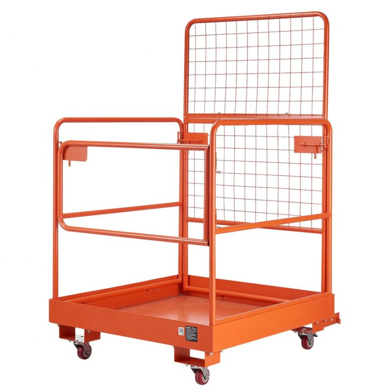 Biztonsági ketrec villástargoncához, anyagmozgató platform, kapuval, kerékkel  104x920 cm 544 kg teherbírás