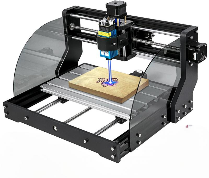 CNC asztali gravírozógép 300 × 180 × 45 mm munkaterülettel, 5500 mW-os, 450 nm-es lézermodullal