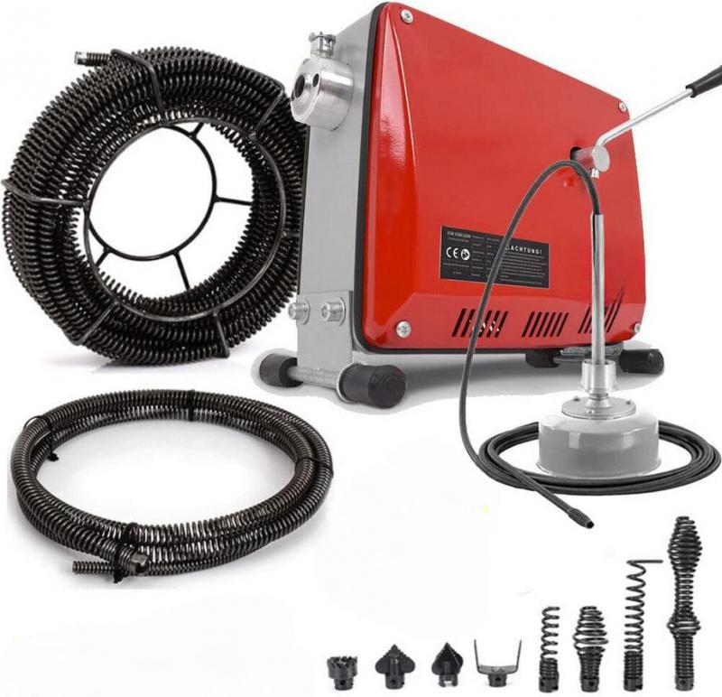 Csőtisztító gép, csőgörény 500 W, Ø30–100 mm csőátmérőhöz, 18,5 m spirállal