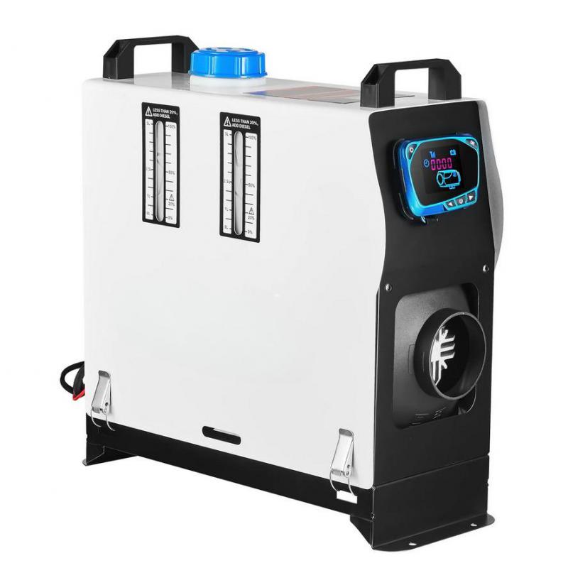 Dízel légfűtő 5–8 kW (12 V) – kompakt állófűtő távirányítóval és piros LCD vezérléssel