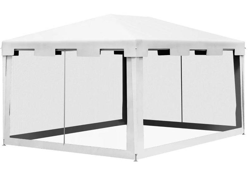 Elegáns, fehér kerti pavilon rendezvénysátor  4x3m oldalfalakkal szúnyoghálóval
