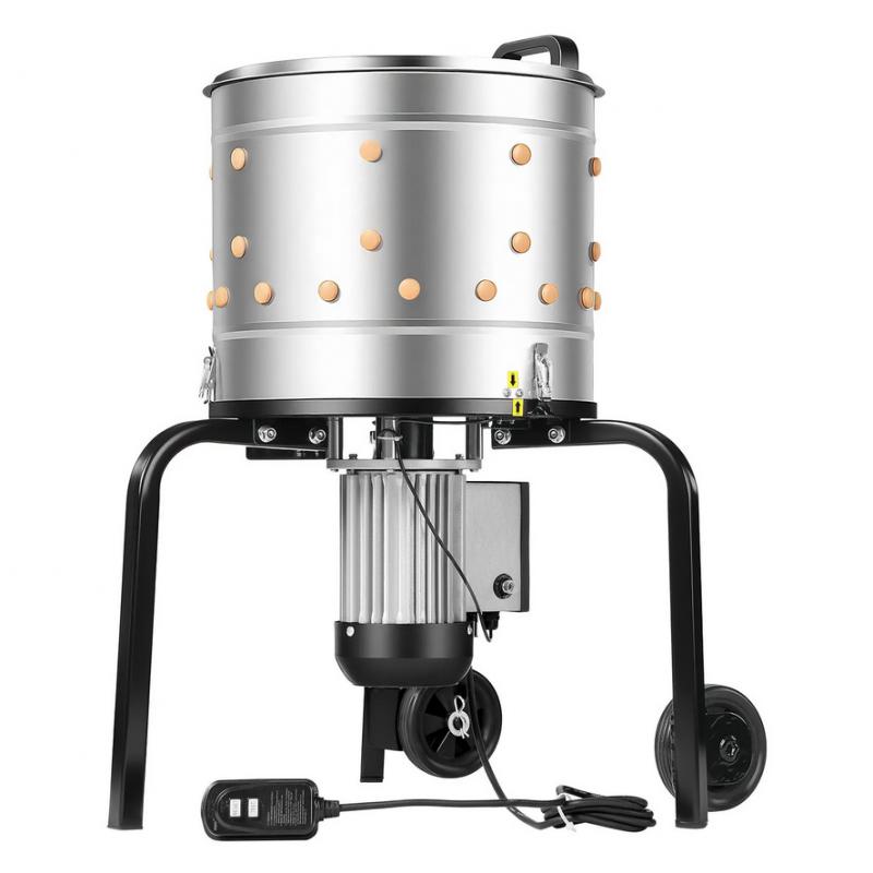 Elektromos csirkekopasztó gép 400 mm-es dobbal (40 × 35 cm), 500 W teljesítménnyel és 114 gumiujjal – 1–2 csirke gyors feldolgozásához, rozsdamentes acél