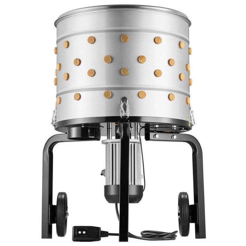 Elektromos csirkekopasztó gép 500 mm-es dobbal, 900 W teljesítménnyel és 98 gumiujjal – 2 csirke feldolgozásához, rozsdamentes acél