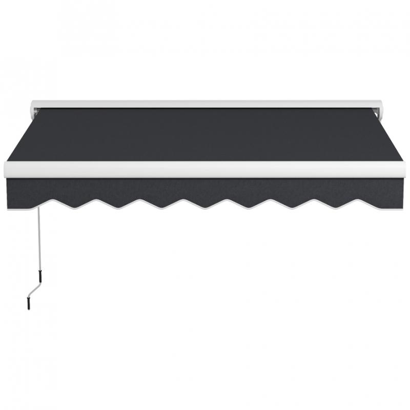 Elektromos és kézi működtetésű napellenző csuklókaros kivitelben, távirányítóval, alumínium vázzal, 2,5 × 2 m, szürke