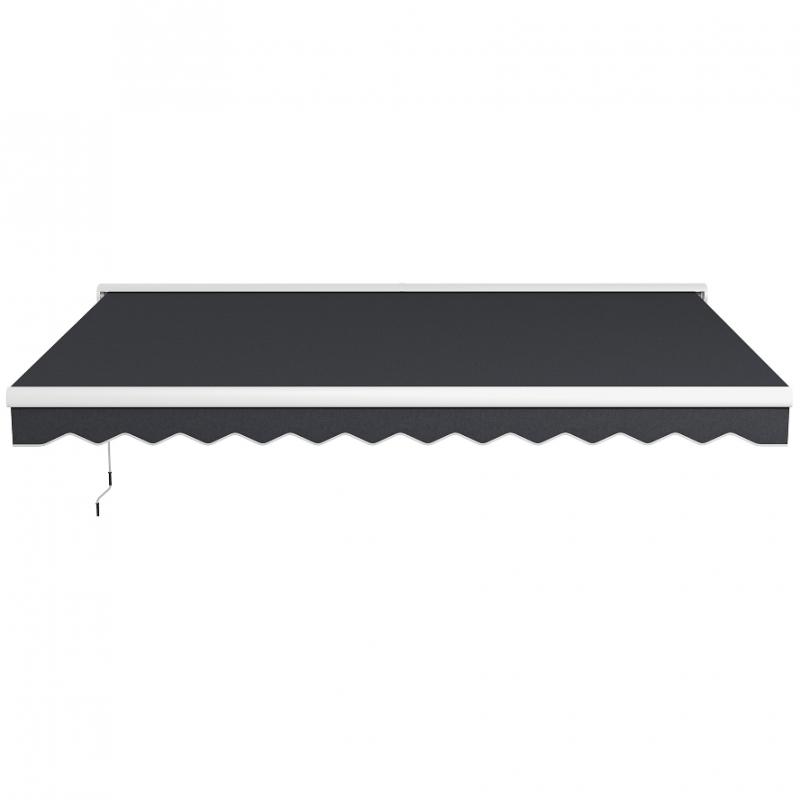 Elektromos és kézi működtetésű napellenző csuklókaros kivitelben, távirányítóval, alumínium vázzal,4 x 3 m szürke