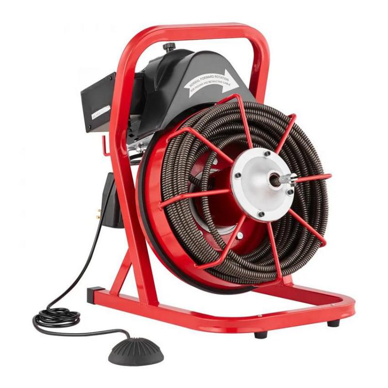 Elektromos lefolyótisztító gép, csőgörény  kézi adagolással – 23 m, 370 W, 50–100 mm csövekhez, kábelátmérő: 12,7 mm