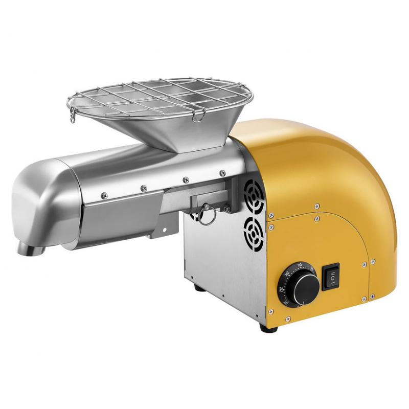 Elektromos olajprésgép, 5 kg/óra kapacitás, 1250 W, automatikus működés, 50–300 °C-os hideg- és melegpréselési funkcióval, többféle alapanyag feldolgozásához