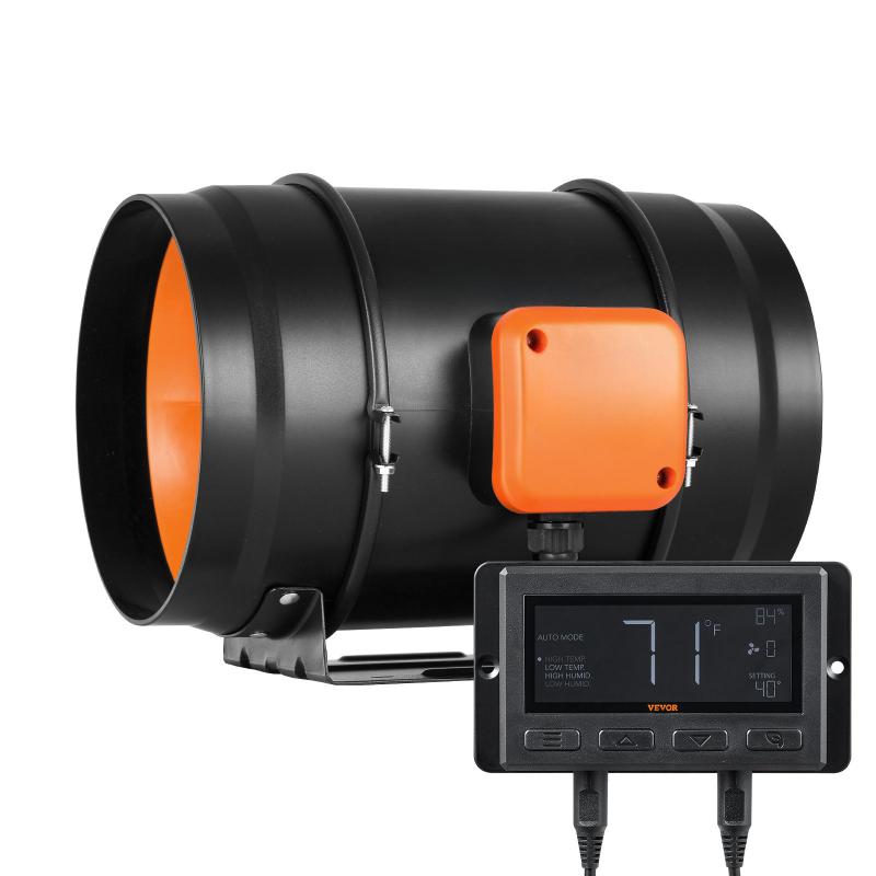 Elszívó ventilátor csővezetékekhez Vevor Controller 68 W, áramlási sebesség 1371 m3/h, IP 44, átmérő 200 mm, 39 dB