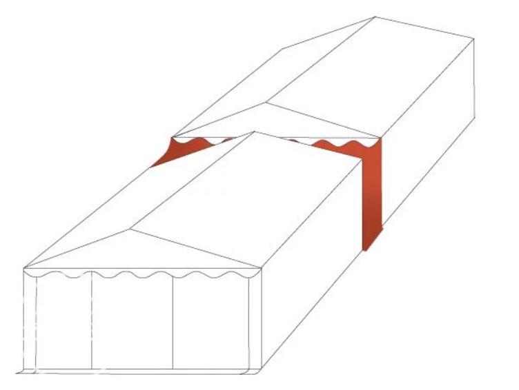 Esőcsatorna összekötő elem rendezvénysátor 6m PVC magassága 2 m fehér