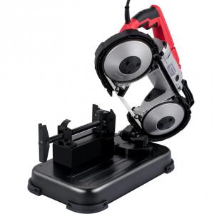 1100 W-os fémvágó szalagfűrész – nagy vágási kapacitás, 44–143 m/perc sebesség, állítható (0–45°) talp, 220 V