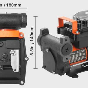 12 V-os, 57 l/perc teljesítményű, 186 W-os hordozható üzemanyag-áttöltő szivattyú automatikus elzáró fúvókával és hosszú be-/kimeneti tömlővel