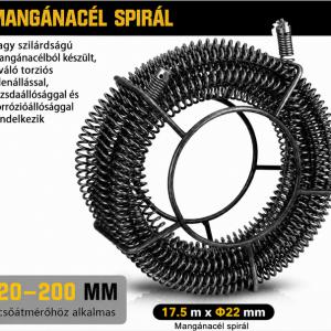 1250 W elektromos csőtisztító gép 20–200 mm csövekhez, 34,5 m spirállal, 550 ford./perc sebességgel és 5 cserélhető vágófejjel
