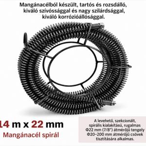 1250 W elektromos csőtisztító gép 20–200 mm csövekhez, 34,5 m spirállal, 550 ford./perc sebességgel és 5 cserélhető vágófejjel