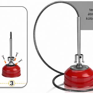 1250 W professzionális elektromos lefolyó- és csőtisztító gép / csőgörény – 550 fordulat/perc, 20–200 mm csőátmérőhöz, 10 mm × 3 m és 22 mm × 17,5 m tisztítóspirállal