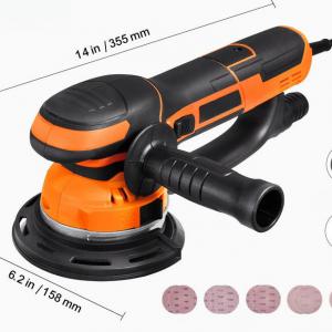 150 mm-es DA/GA véletlenszerű orbitális csiszoló, 850 W, 7400 fordulat/perc, 6 fokozatú fordulatszám-szabályozással, 10 db csiszolópapírral és porelszívó csatlakozóval