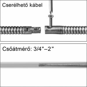 18 V csőtisztító spirál, 7,6 m lefolyótisztító spirál, WC, fürdőszoba és mosdó lefolyócsövek duguláselhárításához (akkumulátorral együtt).