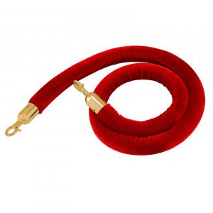 2 darabos aranyszínű tömegirányító oszlopszett piros bársonykötéllel – 96 cm, 1,5 m kötélhosszal, rozsdamentes acél