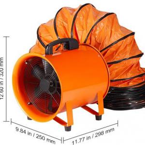 254 mm-es hordozható elszívó ventilátor 5 méteres csőtömlővel – ipari szellőztetéshez