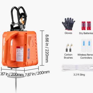 3 az 1-ben elektromos emelőcsörlő – 550 kg teherbírás, 1500 W, 9 m emelési magasság, 4,8 m/perc, vezetékes és vezeték nélküli távirányító, ipari és műhelyhasználatra