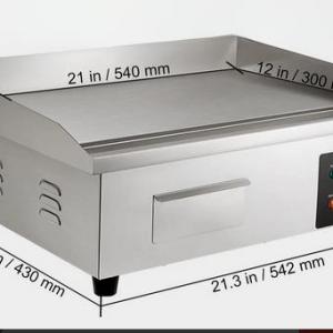 3000 W teljesítményű, ipari elektromos lapgrill precíz hőmérséklet-szabályozással (50–300 °C)