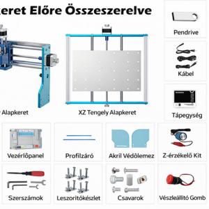 3018-PROVer V2 asztali CNC marógép kezdőknek, végálláskapcsolókkal és vészleállító gombbal, továbbfejlesztett Z tengelyes alumínium munkalappal, 284 × 180 × 40 mm-es munkaterülettel.